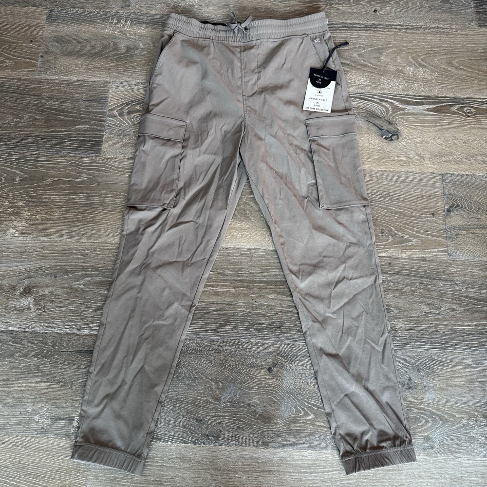 Kenneth Cole Active Tech Jogger Ankle Zip Cargo Lightweight Taupe Size Medium